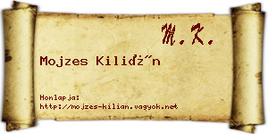 Mojzes Kilián névjegykártya
